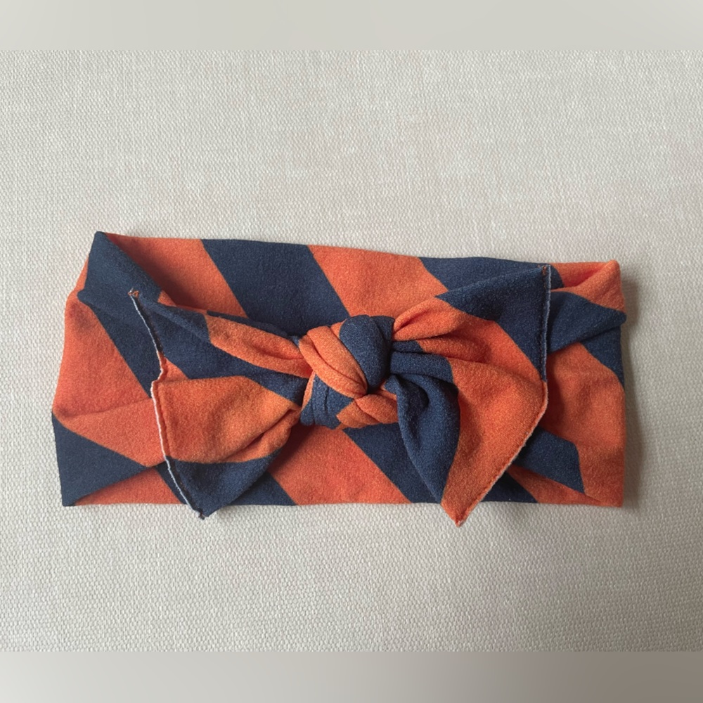 Baby Bling Printed Knot - Navy/Orange Stripe